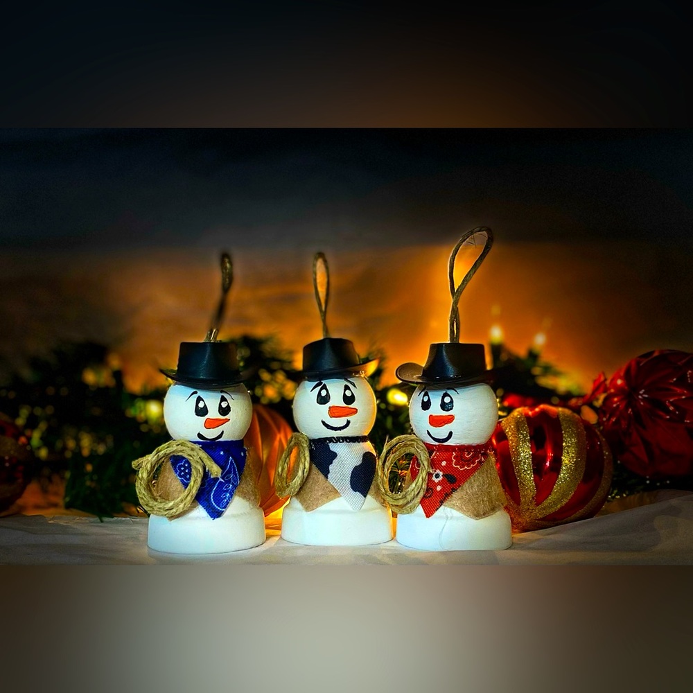Handmade Cowboy Snowman Christmas Ornaments!